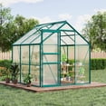 thumbnail image 7 of 6 x 6 FT Outdoor Greenhouse,Walk-in Greenhouses,Polycarbonate Greenhouses with Aluminum Frame, Sliding Door, Adjustable Roof Vent for Backyard, Green Houses for Outside Garden Backyard, Patio, 7 of 7