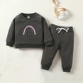 thumbnail image 2 of Odeerbi Toddler Sweatshirt Newborn 2024 Long Sleeve Clothes Autumn Winter Boys Girls Rainbow Tops Trousers Pants Outfit Dark Gray, 2 of 9