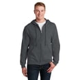 thumbnail image 2 of JERZEES&nbsp;Men's Full-Zip Hooded Sweatshirt with Pockets | Fleece Pullover Black Heather Color Sweater, Size S Pack of 2, 2 of 5