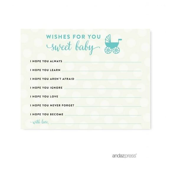 Wishes For Baby Diamond Blue Baby & Co. Baby Shower Game, 20-Pack