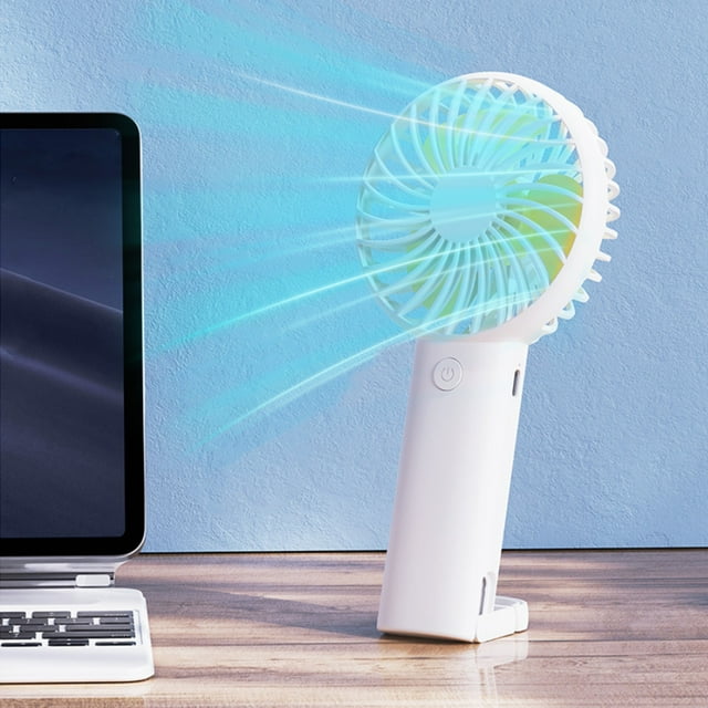 Ventilador Portátil Plegable Recargable Por Usb con Pantalla Led, Silencioso, de 6 Velocidades, para Escritorio, Batería Externa de 1200 Mah | Ventilador Ligero para Colgar En El Cuello, Ideal para V