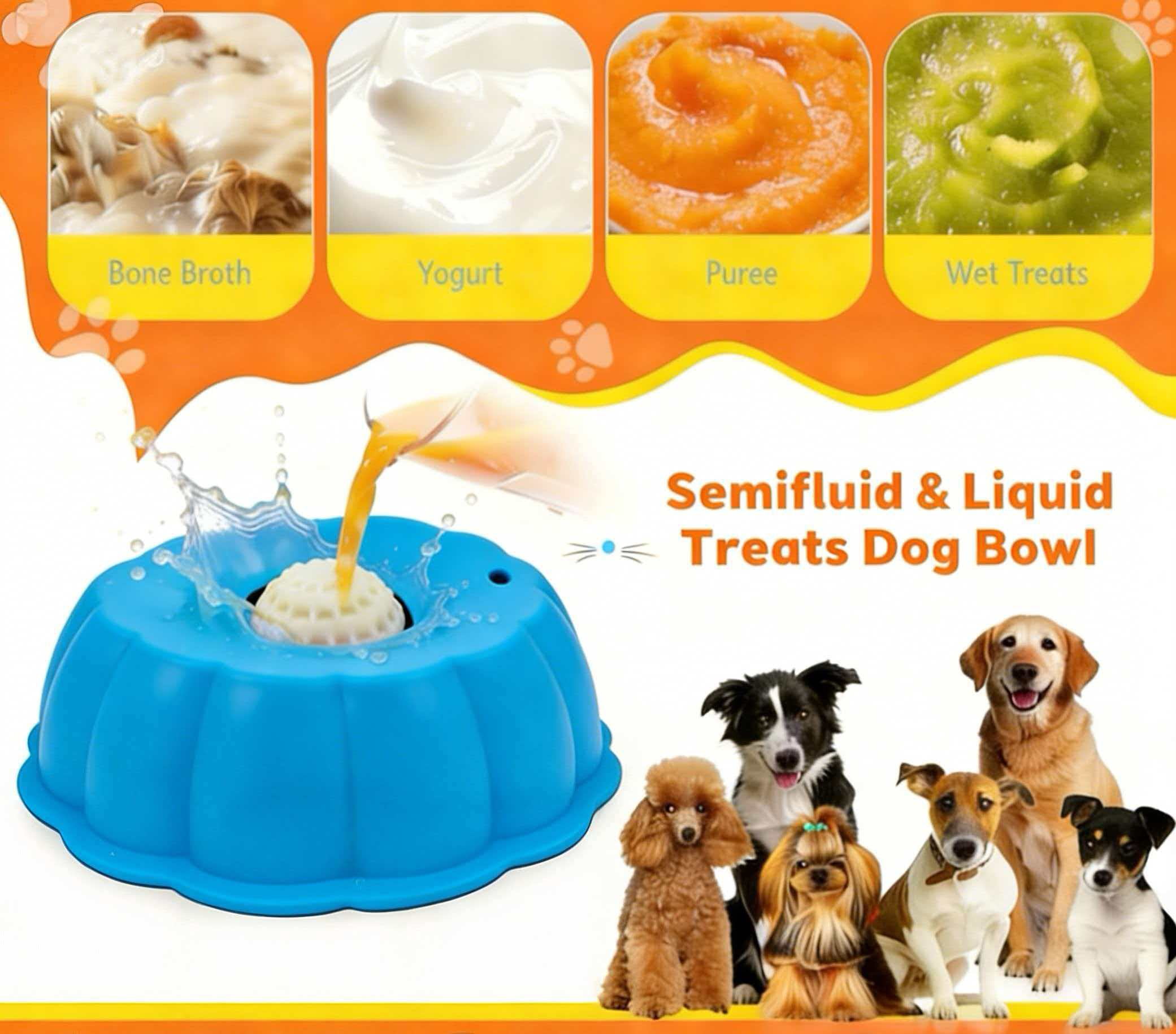 Dog Slow Feeder, Wet Food Liquid Treat Bowl, Anti-Slip Stable Bone Broth Dog Lick Bowl for All Breeds