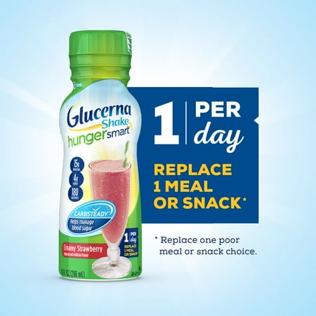 Glucerna Hunger Smart Diabetic Protein Shake, Classic Strawberry, 10-fl-oz Bottle, 12 Count