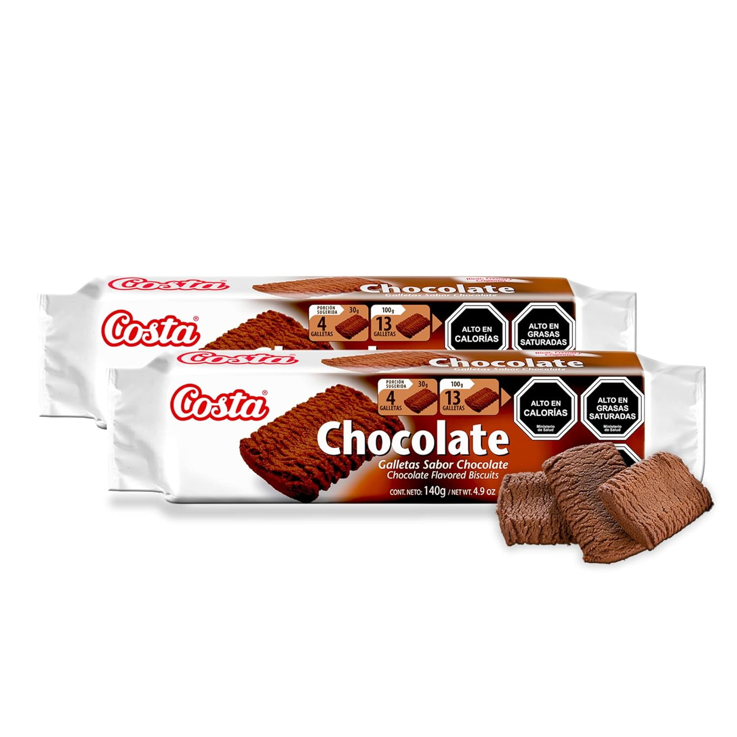 Costa Chocolate Cookies - Biscuit Cookies with Rich Chocolate Flavor - 24 Snack Packs (4.9oz Each)
