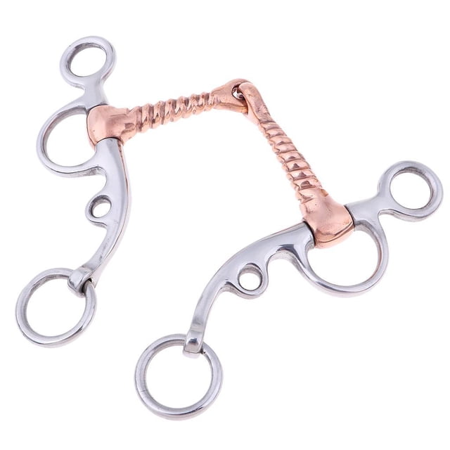 Methold Stainless Steel 5inch Horse Snaffle Bit Inlay Screw Equestrian Copper with Ropa para mascotas