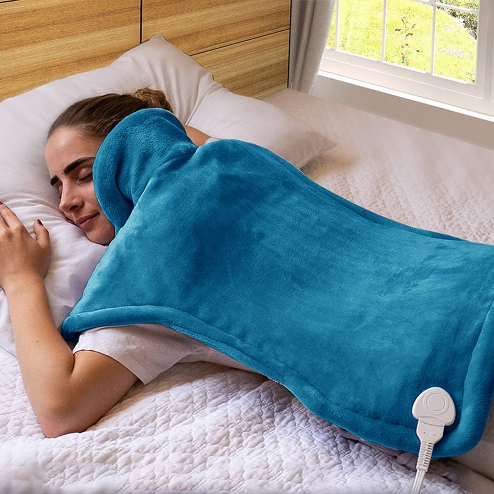 kibhous Heating Pad for Back, Neck and Shoulders, 24 x 33 inches with 10 Heating Levels ,Blue