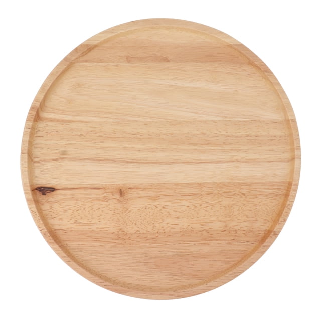 Bandeja redonda de madera de 30 cm, estilo sencillo, estable, para desayuno, pizza, frutas y aperitivos.