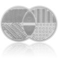 thumbnail image 1 of Limpiador de esponja y brocha de maquillaje de silicona, alfombrilla de limpieza de brochas cosméticas adecuada para esponjas en polvo (gris), 1 of 5