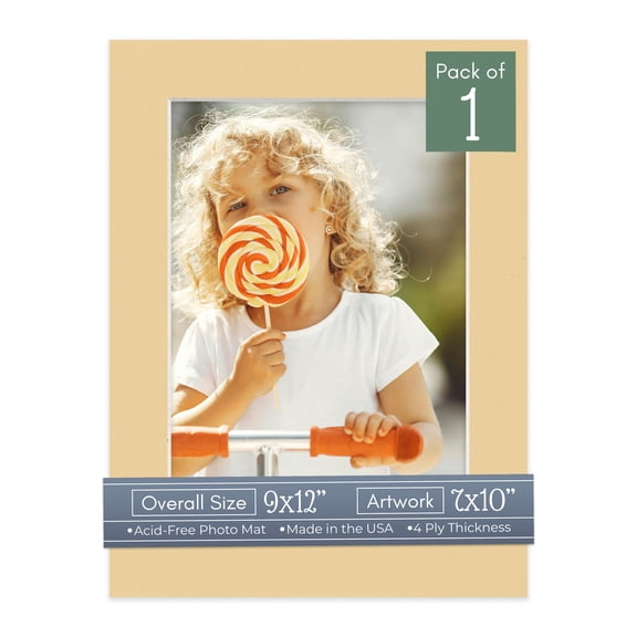 Beige Picture Frame Mat for 9x12 Frames - Fits 7x10 Photos - 1 Mat