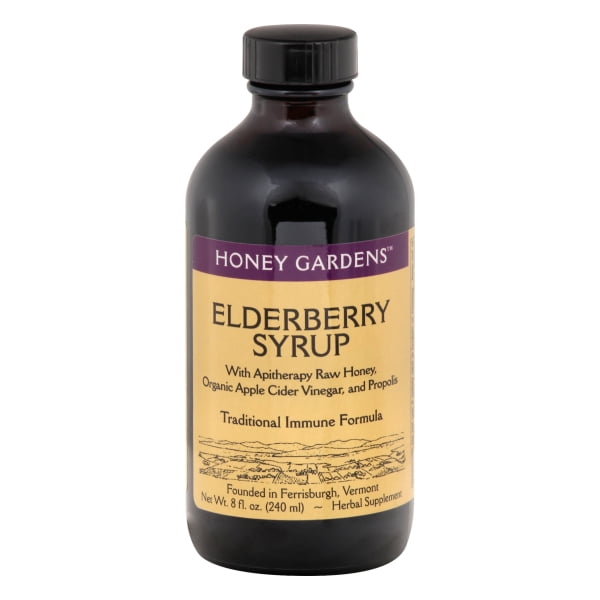 Honey Gardens Elderberry Syrup with Apitherapy Raw Honey, Propolis
