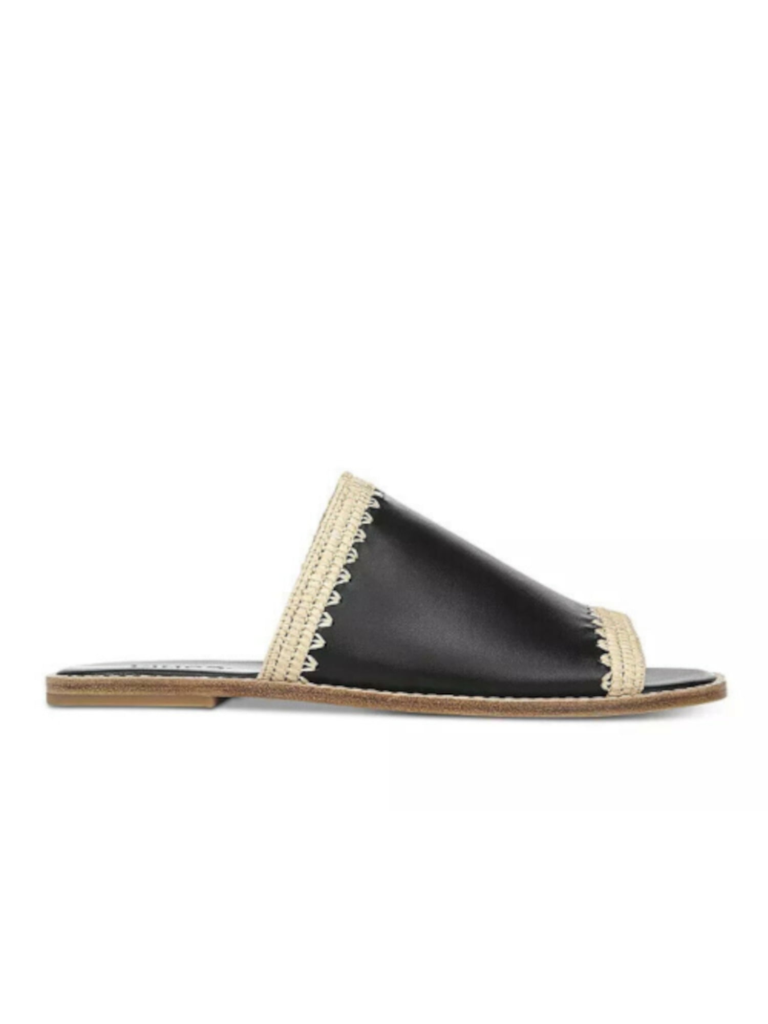 VINCE. Womens Black Padded Padmore Round Toe Slip On Leather Slide