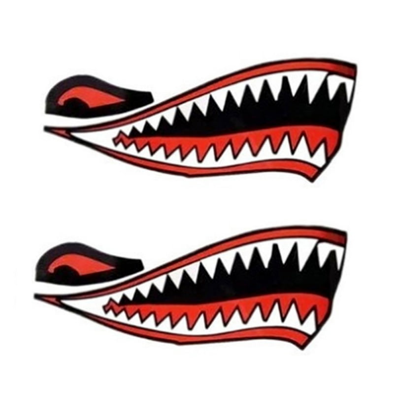 2 Pcs Waterproof Shark Teeth Mouth Decal Sticker for Kayak Canoe Fishing 