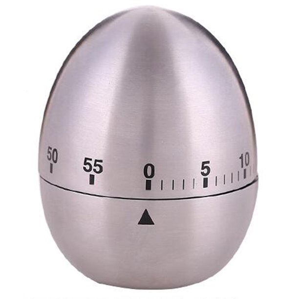 Temporizador de cocina manual, rotación mecánica en forma de huevo de acero inoxidable