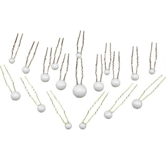18pcs U Shaped Hairpin Bride Hair Sticks Girls Hair Accessories Pearl Headdress (White)