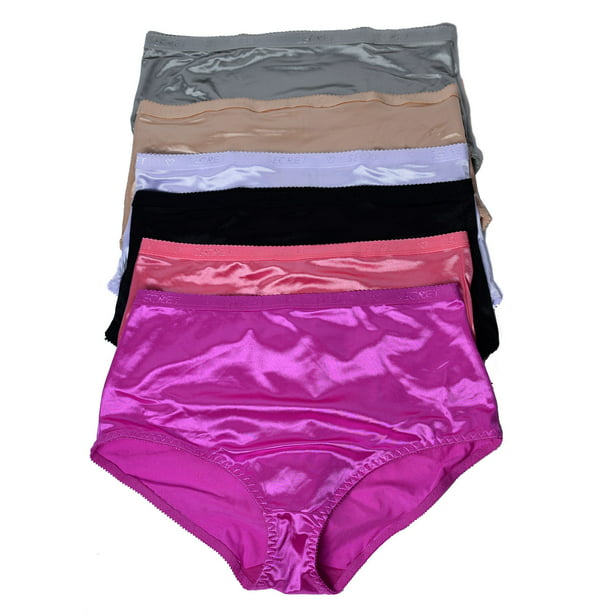 Women Satin High Waist Brief 6 pack of Plus Size Satin Underwear Size (10072) - Walmart.com