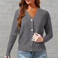 thumbnail image 2 of QASIEATN Sweaters for Graceful Women Fashion, Wool Long Sleeve Lightweight Summer V Neck Cardigan Button Down Cable Knit Sweaters, Womens Fall Tops, 2 of 5