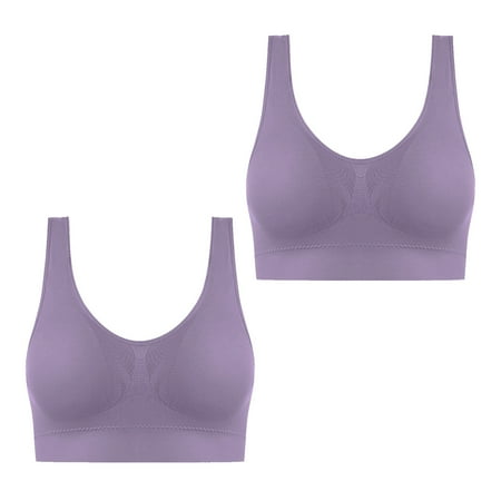 2 Pack Comfort Push Up Sports Bra for Women Stretchy Wireless Sleep Bras Plus Size Workout Yoga Tank Tops