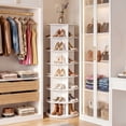 thumbnail image 5 of CONCETTA 7-Tier Rotating Shoe Rack, 360° Revolving Organizer with Partitioned Compartments, Vertical Storage for Entryway, White, 5 of 8