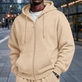 thumbnail image 7 of Hsovts Men's Hooded Sweatshirts Long Sleeve Casual Zip Up Pullover Hoodies with Kanga Pocket Beige S, 7 of 7