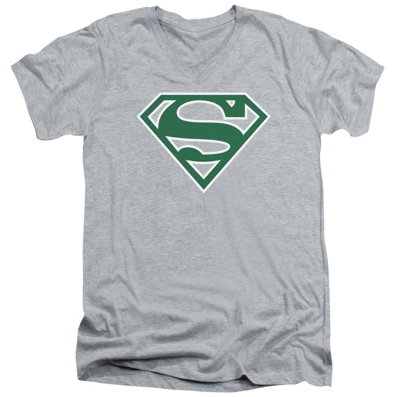 Superman - Green & White Shield - Slim Fit V Neck Shirt - Large
