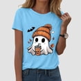 thumbnail image 2 of Linfrsh T-Shirts for Women Halloween Shirt For Women Fashion Print T Shirt Short Sleeve Women Short Sleeve Round Neck Tee T Shirt Printing Loose Top, 2 of 6