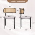 thumbnail image 3 of Nmkwnr Pack of 2 Rattan Back Dining Chair with Metal Legs, Modern Upholstered Accent Chair for Dining Room, Living Room, Light Gray, 3 of 9