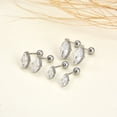 thumbnail image 3 of 3 Pairs Surgical Stainless Steel Screw Back Stud Earrings, Heart Square Princess Cut Horse Eye Teardrop Triangle Cubic Zirconia Stud Earrings Set, 3 of 7