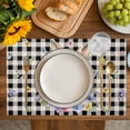 thumbnail image 4 of Bunny Easter Placemats Set of 8, Black Plaid Spring Floral Pastoral Retro Art Placemats for Dining Table, Place Mats for Kitchen Tabletop, Waterproof Wipeable Dining Table Mats Set, 4 of 9