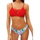 thumbnail image 1 of Traje de baño de Bikini con Tiras y Dos Piezas con Estampado Floral para Mujer con Abertura en la Parte Inferior con Tirantes y Tirantes Finos Rojo M Rojo M Xishao ropa, 1 of 2