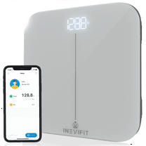 INEVIFIT Smart Premium Bathroom Scale with Bluetooth and Free Tracking INEVIFIT APP - Silver