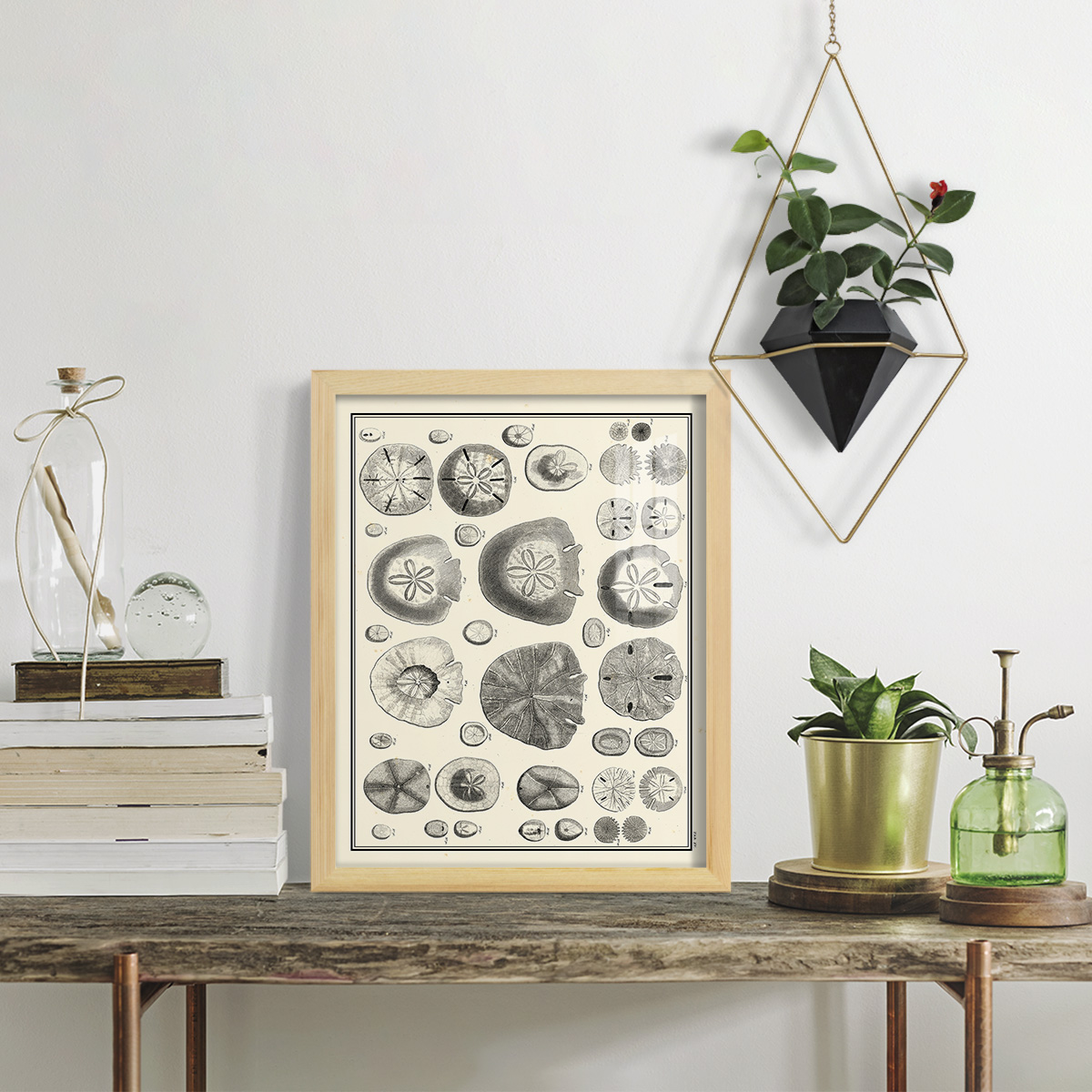 Aegean Collection II -Framed Print w/glass-Natural Wood