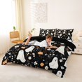 thumbnail image 3 of Homewish Halloween Floral Ghost Bedding,Wild Autumn Flower Pattern Duvet Cover Full,Black Cream Orange,Black Reversible,3-Piece,1 Duvet Cover and 2 Pillowcases, 3 of 6