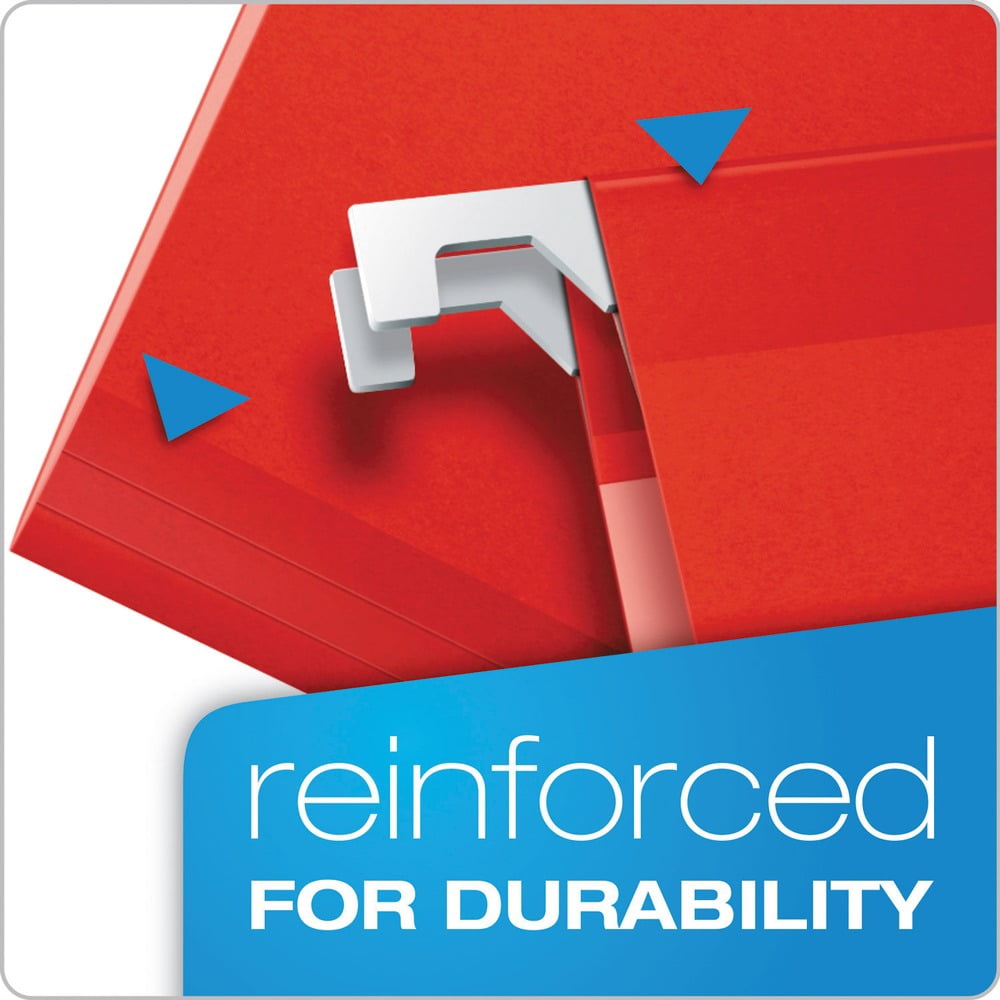 Pendaflex 415315RED Reinforced Hanging File Folders- Kraft- Legal- Red- 25/Box