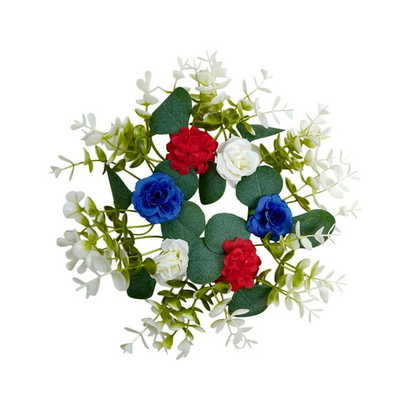 Independence Day Wreath Candlestick 9.84in Plastic Table Decor Multicolor Holiday Arrangement Props for Festive Party Centerpiece Decorations (Multicolor)​