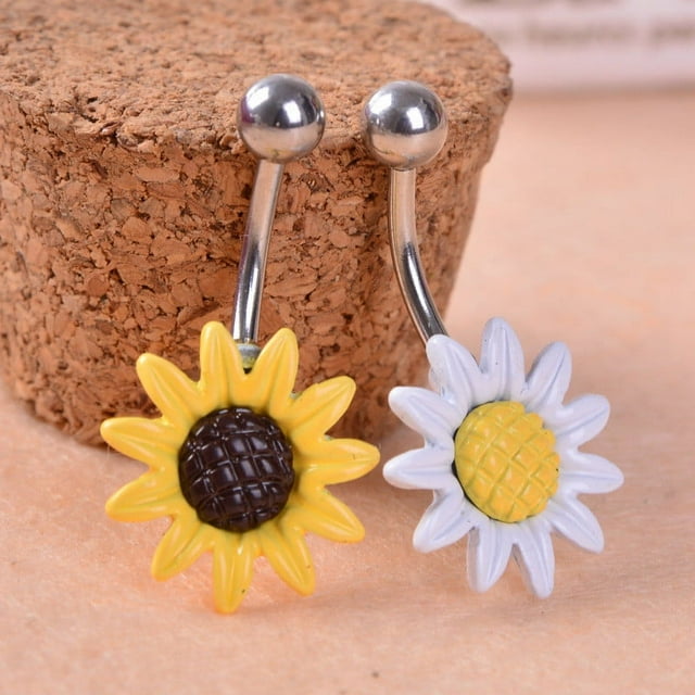 Hot6sl Ofertas y Liquidaciones Piercing para Ombligo de Acero con Forma de Flor de Girasol