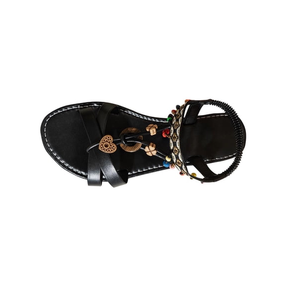 SBYOJLPB Women's Fashionable Casual Flip-Flops Round-Toe Open-Toe Roman-Style Beaded Bohemian Beach for Outdoor Wear Sandals