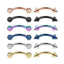 12pcs Stainless Steel Studs Curved Eyebrow Nose Lip Earrings Piercings Jewelry Simple Body Piercing Jewelry