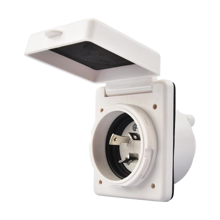 RVGUARD RV Power Inlet 30 Amp, 30 Amp Shore Power Inlet with Twist Lock, NEMA L5-30P RV Plug with Copper Pins and Stainless Steel Screws, White