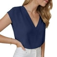 thumbnail image 2 of GEWSEY Women Tops Cap Sleeve Textured Dressy Casual V Neck Shirts 2025 Summer Business Work Blouses Outfits (Navy, XXL), 2 of 8