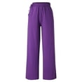 thumbnail image 2 of Aayomet Wide Leg Pants for Women Women Cotton Loose Wide Leg Pants High Waist Dress Pants for Women Business Casual Long,Purple S, 2 of 5