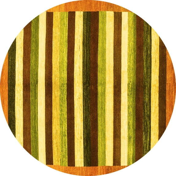 Ahgly Company Indoor Round Abstract Yellow Modern Area Rugs, 6' Round