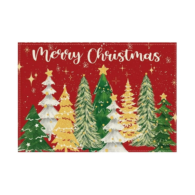 WLOELOEW Snowflake Christmas Placemat Polyester Holiday Dining Table Mat For Kitchen Party Decoration 17.7 X 11.8 Inch Multicolor Version C C