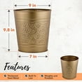 thumbnail image 4 of Autumn Alley 7 Liter Antique Gold Metal Bathroom Trash Can – Open Top Round Waste Basket for Bedroom, Office or Vanity, 4 of 8