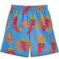 thumbnail image 2 of Boys Swim Trunks Funny Chili Pepper Print Quick Dry Lightweight Swim Shorts Elastic Waist Beach Vacation Swimwear, 2 of 4