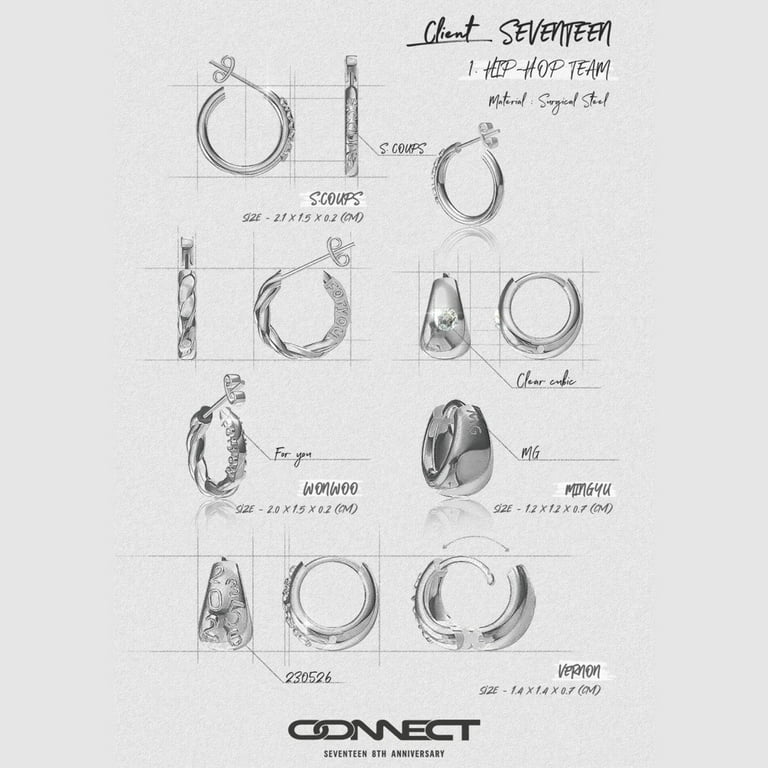 SEVENTEEN 8th Anniversary Earring エスクプス Pre-Order) SEVENTEEN 8th Anniversary Earrings – KPOP2U_Unnie