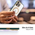 thumbnail image 4 of Magnetic for iPhone 12 Pro Case Built-in Camera Lens Cover [Compatible with Magsafe] Plating Soft Anti-Scratch Shockproof Transparent Back Cover 6.1 Inch - Clear Dark Green, 4 of 14