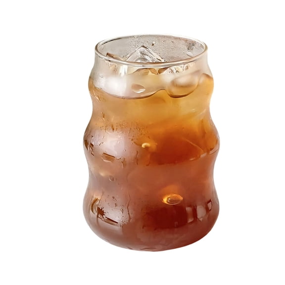 Striped Glass Tumblers Coffee Cup For Iced Coffee Bubble Tea And Beverage Drinks