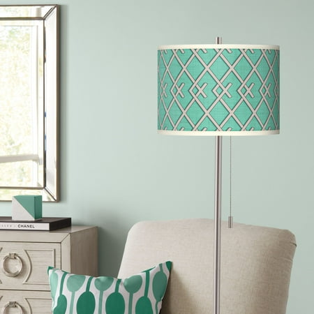 Crossing Lamp - Giclee Glow Crossings Brushed Nickel Pull Chain Floor Lamp