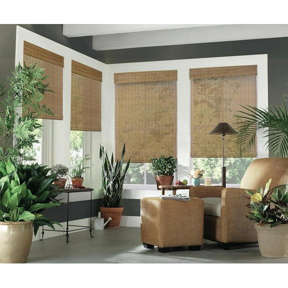 Cordless Woven Wood Roman Shades, 66W x 36H, Bayhead Natural, Sizes 20-72 Wide and 24-72 High