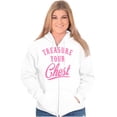 thumbnail image 4 of Treasure Your Chest Breast Cancer Zip Hoodie Sweatshirt Women Brisco Brands S, 4 of 6